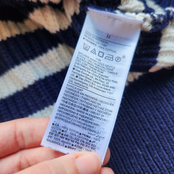 Gap Relaxed V Neck Sweater Vest Navy White Stripe Size Medium - Picture 5 of 6